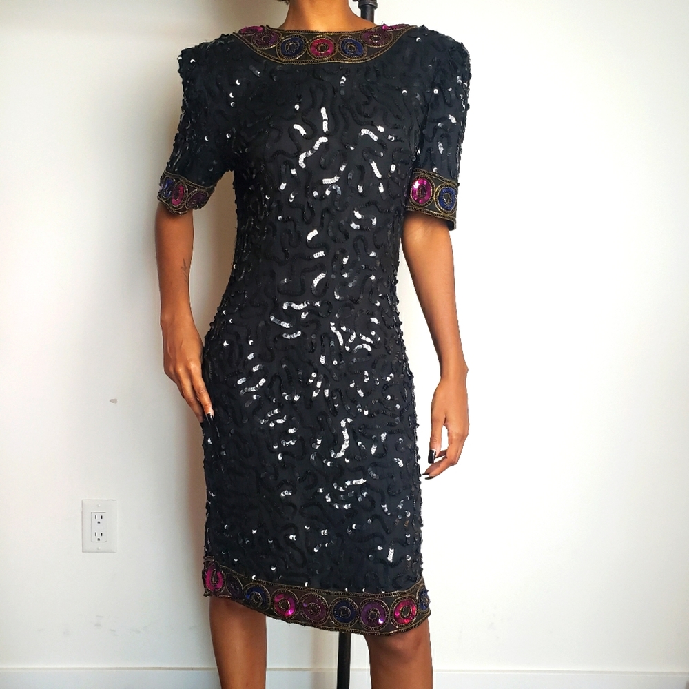 Vintage Sequin Midi Dress